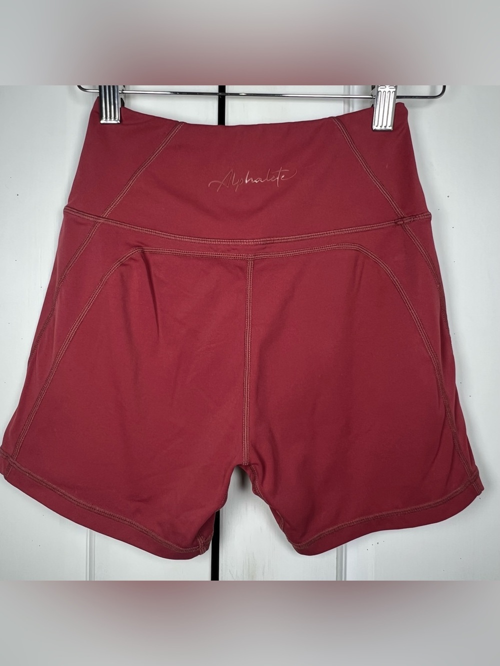 Alphalete Rust Red Active High-Waist Shorts Excellent Condition Size Small - Picture 3 of 6